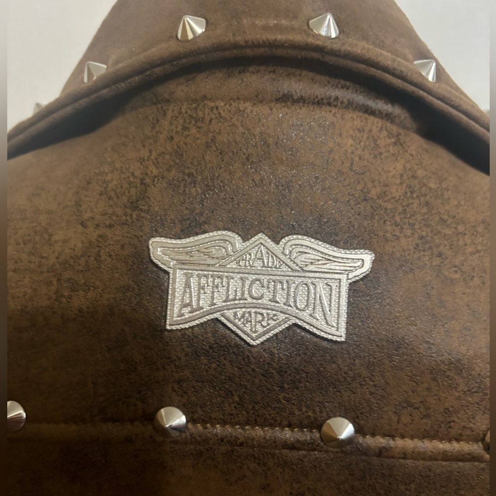 🆕 AFFLICTION RUMORS STUDDED VEGAN LEATHER JACKET - Picture 6 of 8